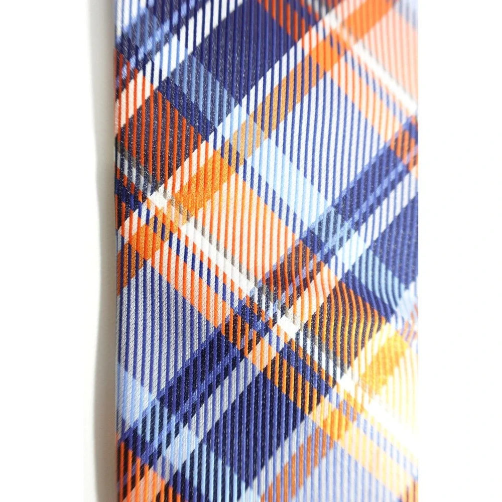 Nautica Classic Plaid Orange Blue Student Professor Architect Tie Academia‎